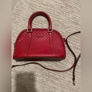 Gucci Micro Guccissima Red Leather Bowler Satchel & Crossbody
